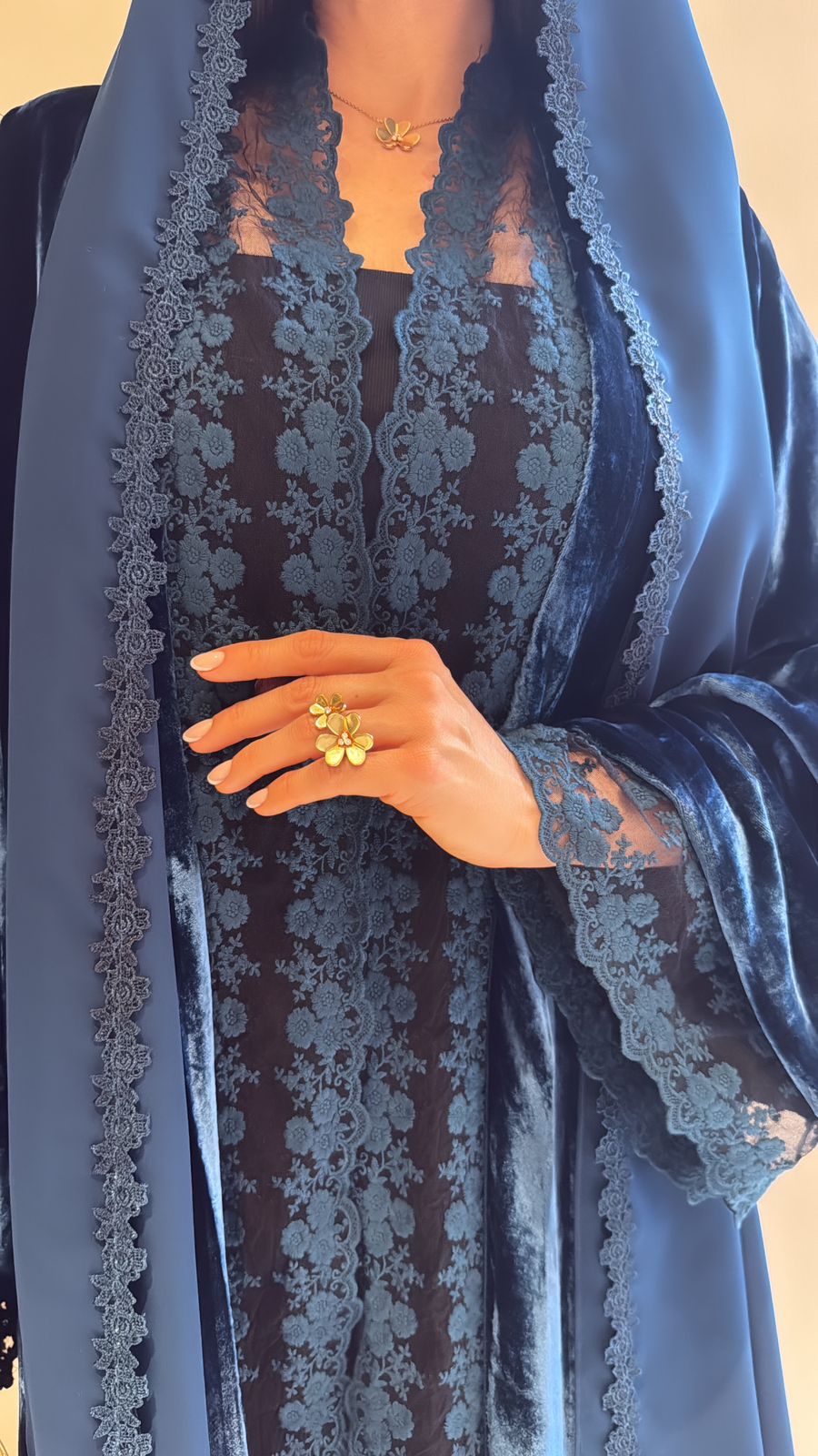 Floral Blue Velvet