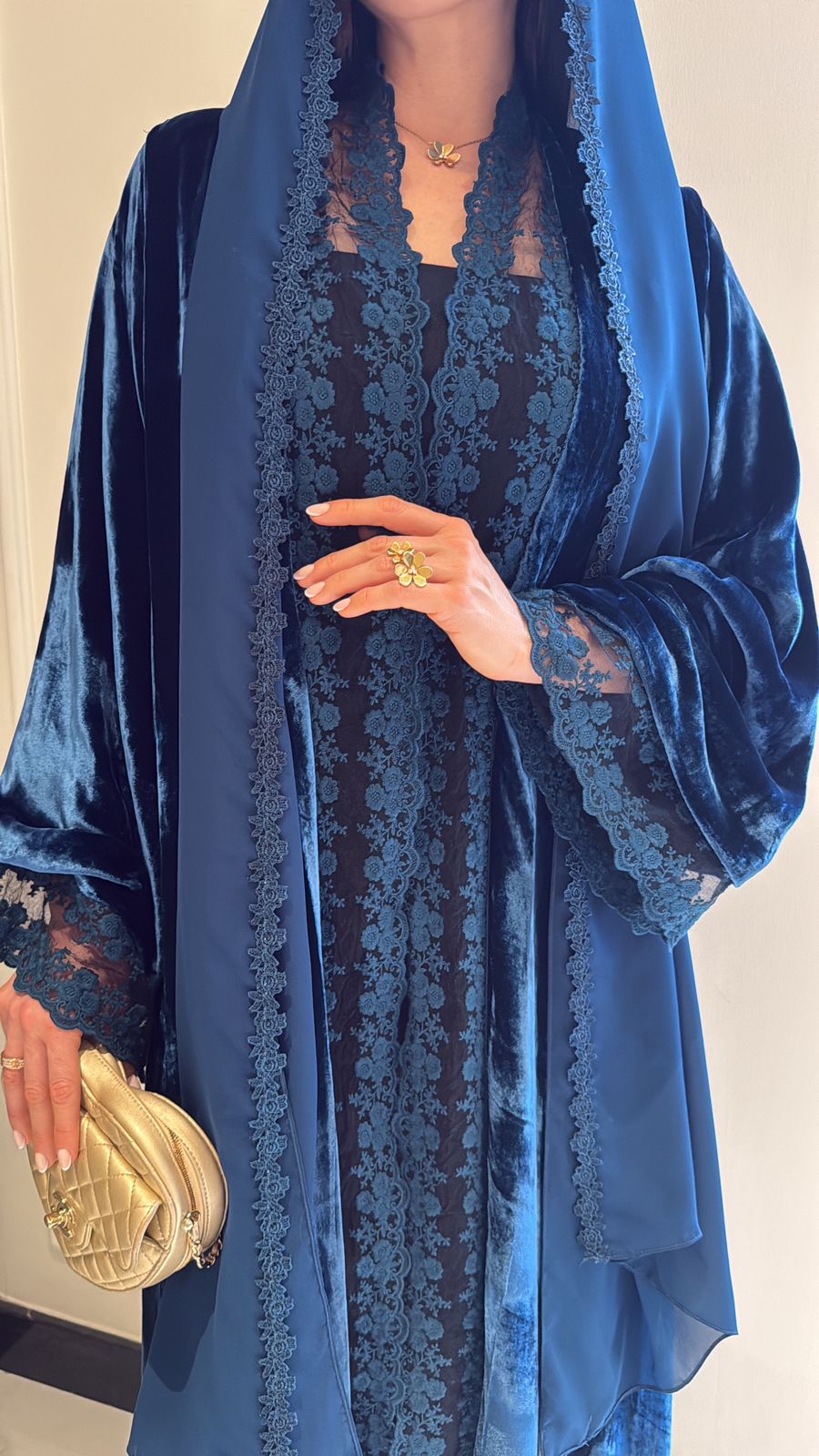 Floral Blue Velvet