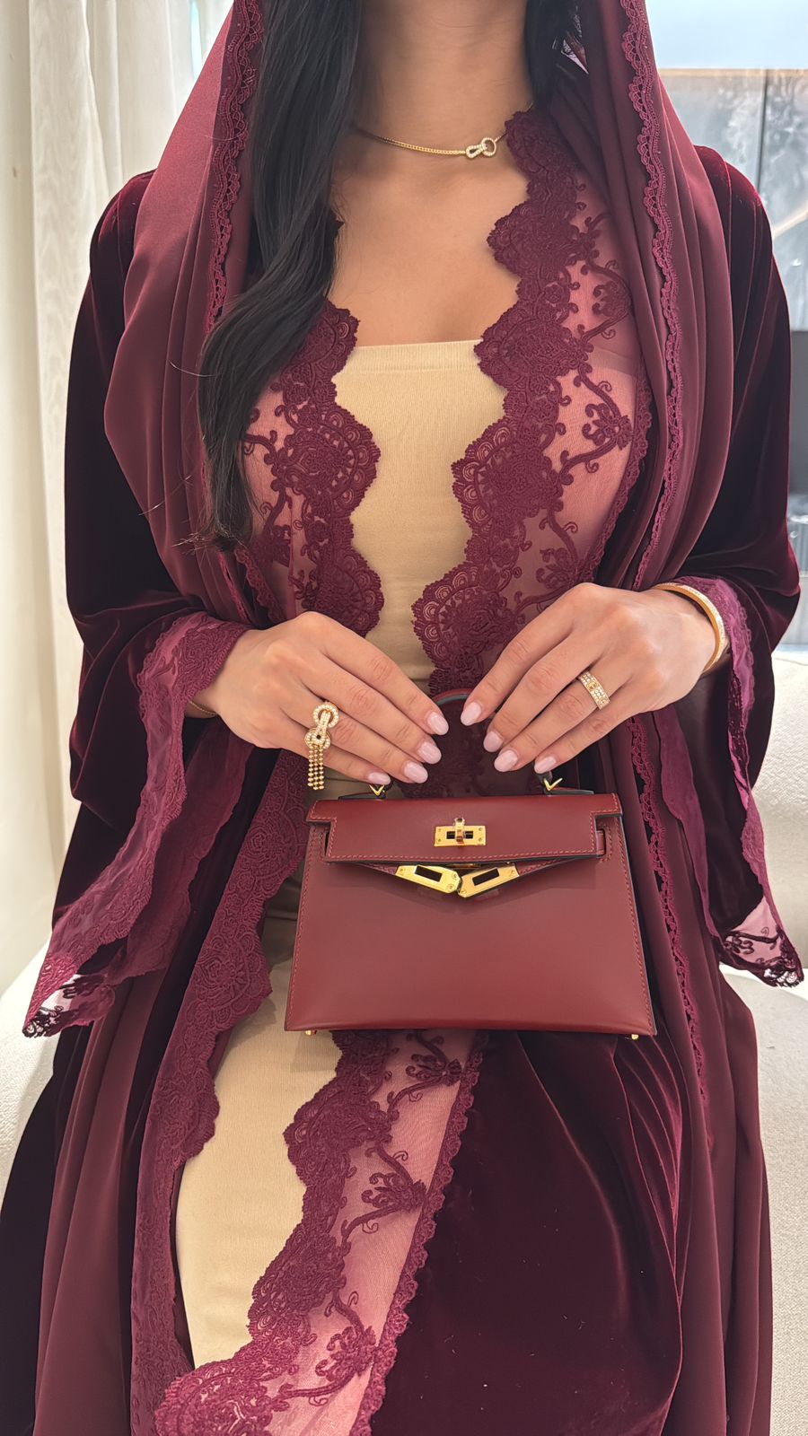 Maroon Lace Velvet