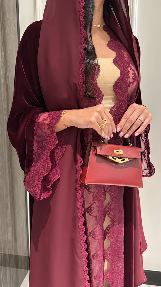 Maroon Lace Velvet