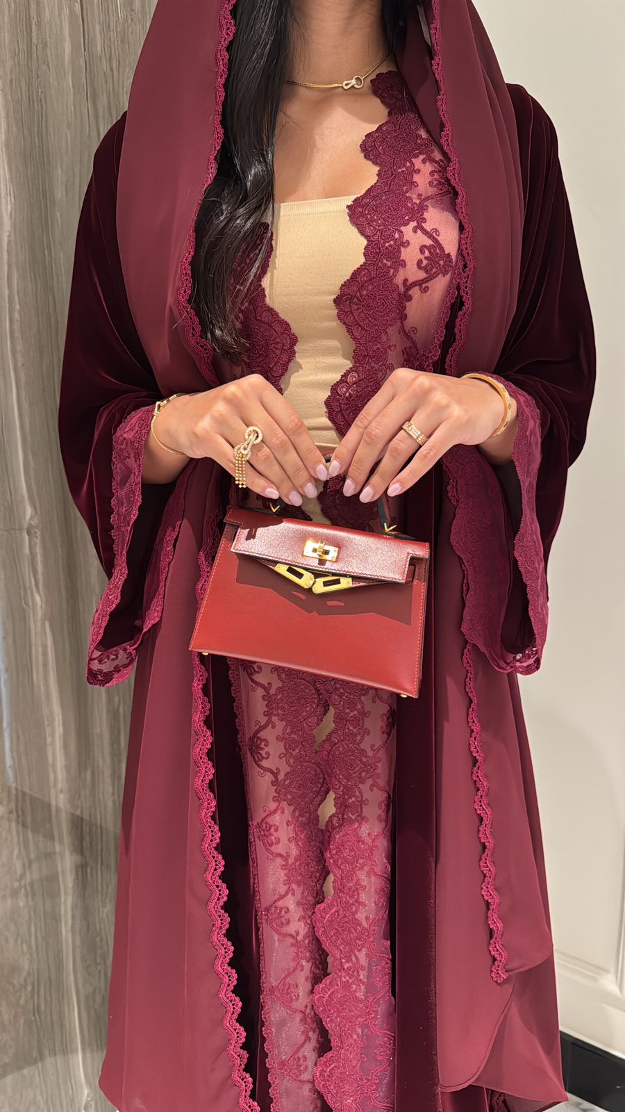 Maroon Lace Velvet