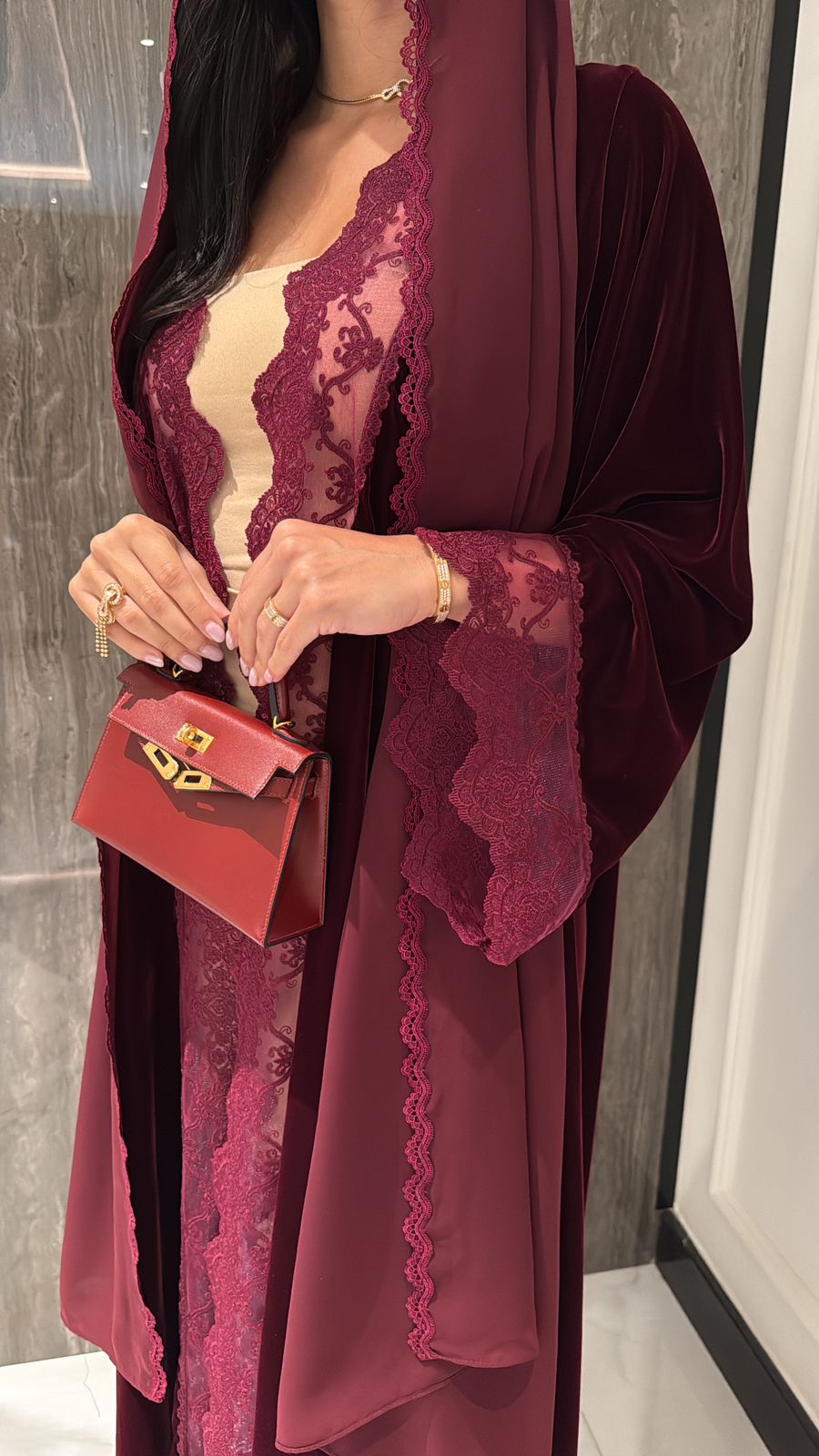 Maroon Lace Velvet