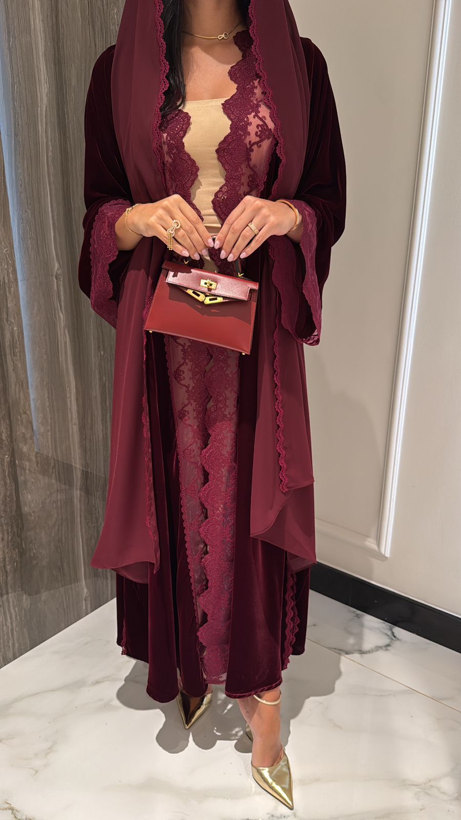 Maroon Lace Velvet