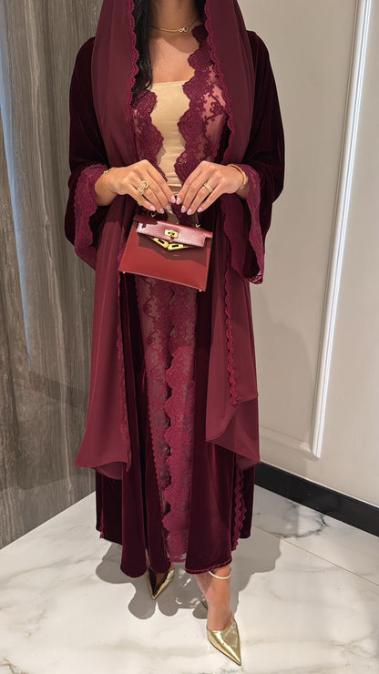 Maroon Lace Velvet