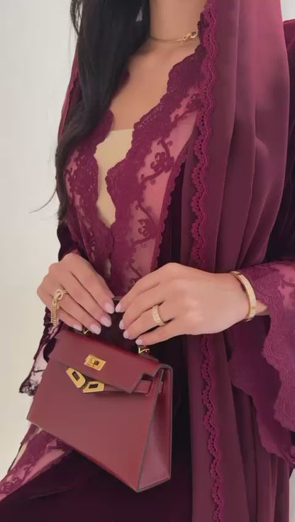 Maroon Lace Velvet